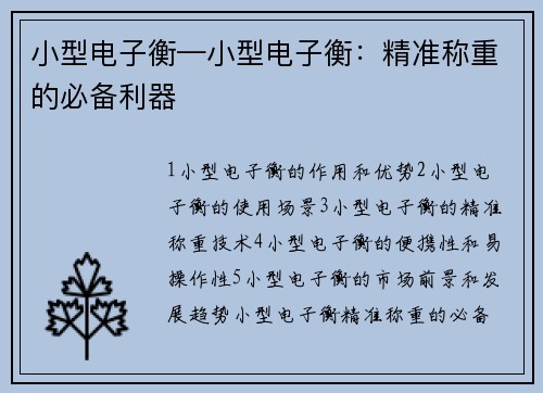 小型电子衡—小型电子衡:精准称重的必备利器